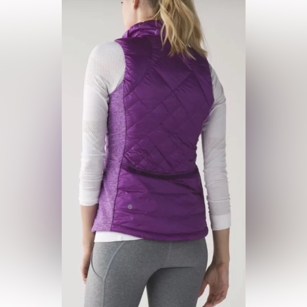 Lululemon Athletica Down For a Run Sz 8 Purple Quilted Full Zip Vest - Picture 2 of 11